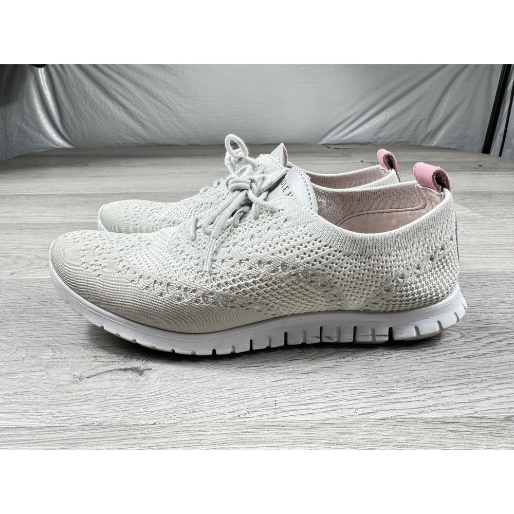 Cole Haan W24030 Women's Zero Grand Knit Oxford Shoe Size 8B Gray White Comfort
